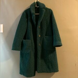 Cozy Teal Button-Up Coat